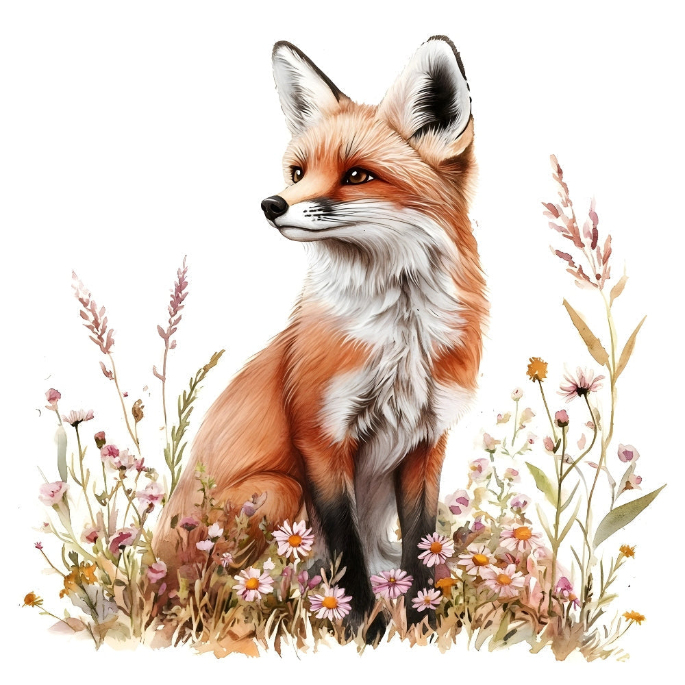 Foxes in Wildflowers Fabric Panel 2