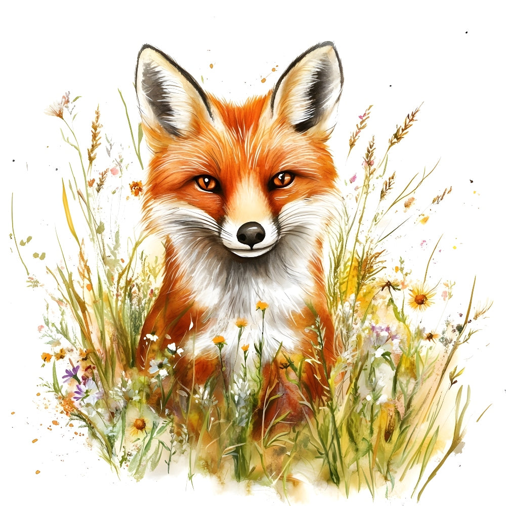 Foxes in Wildflowers Fabric Panel 8