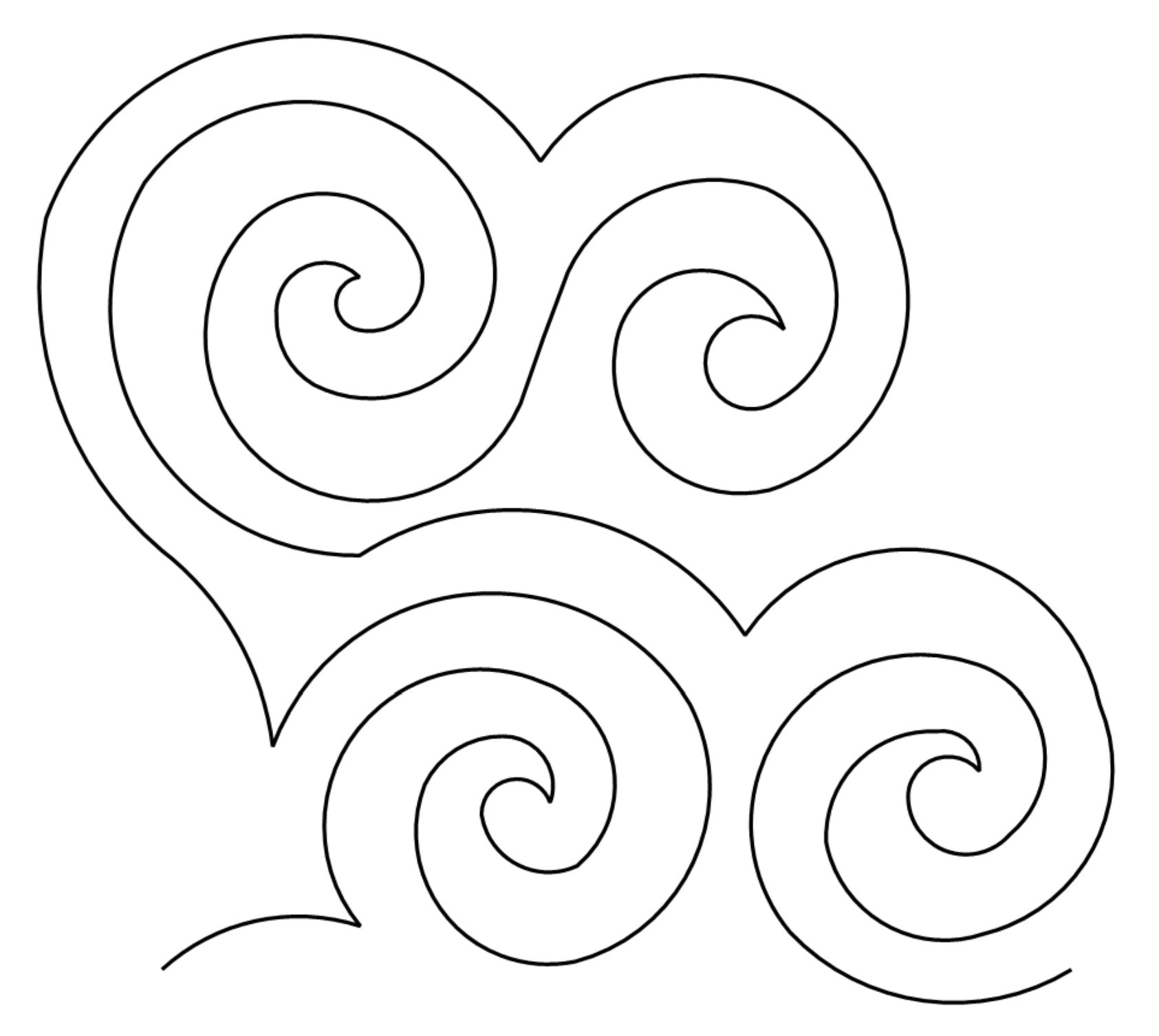 Freehand Swirls Digital E2E Wildflower Quilting Pantograph Close Up