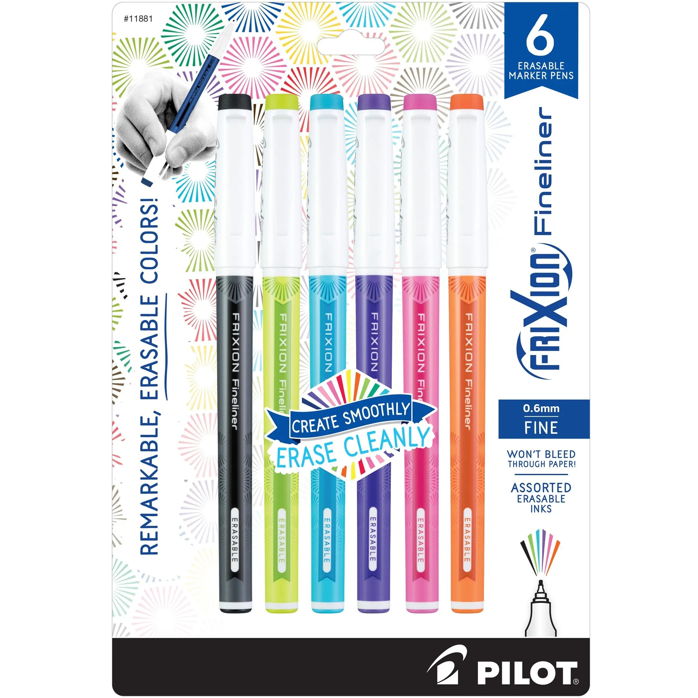 Frixion Fineliner 6pk Assorted Colors - Linda's Electric Quilters