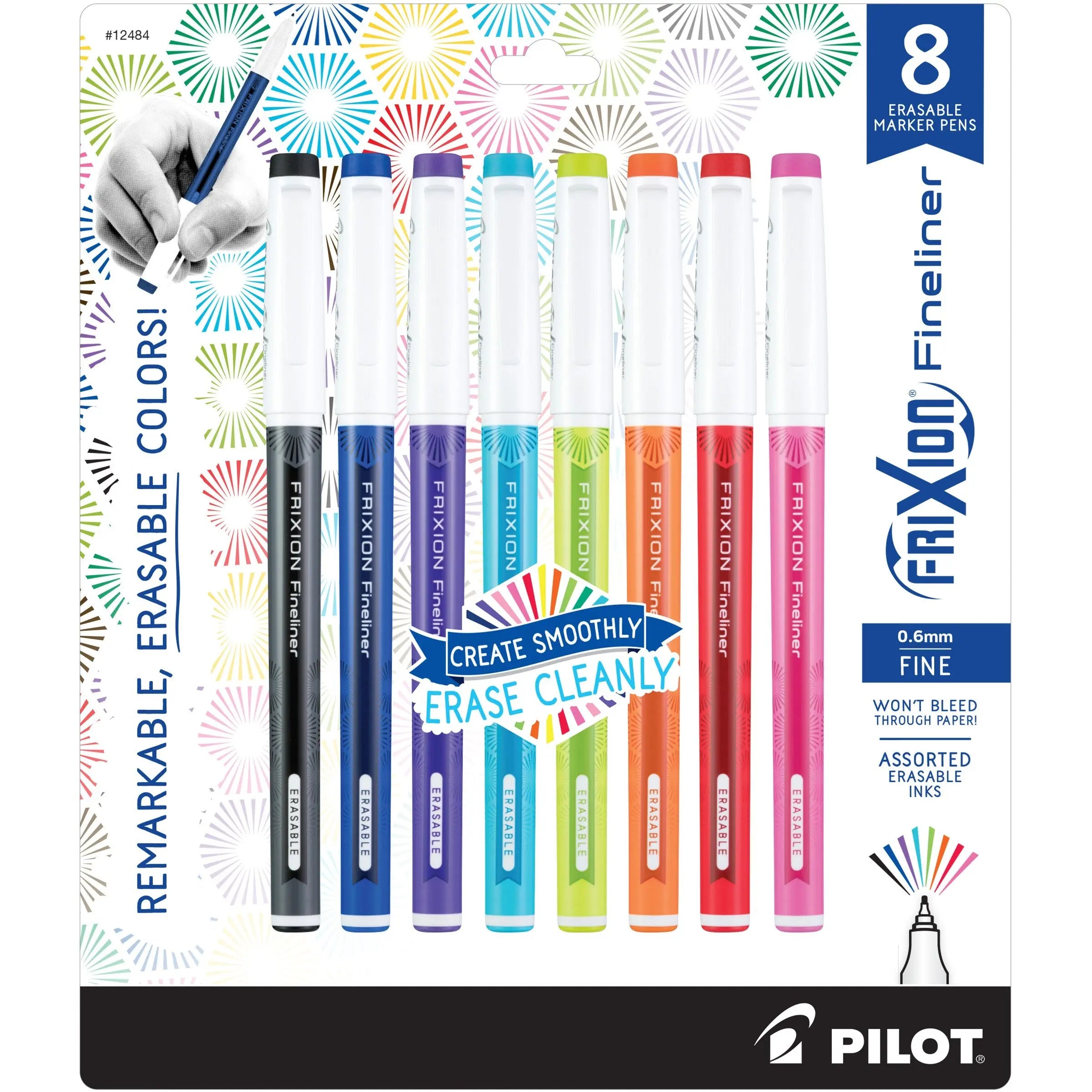 Frixion Fineliner 8pk Assorted Colors