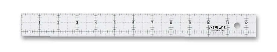 Frosted Acrylic Olfa Ruler 1 x 12 - The Companion - Linda's Electric Quilters
