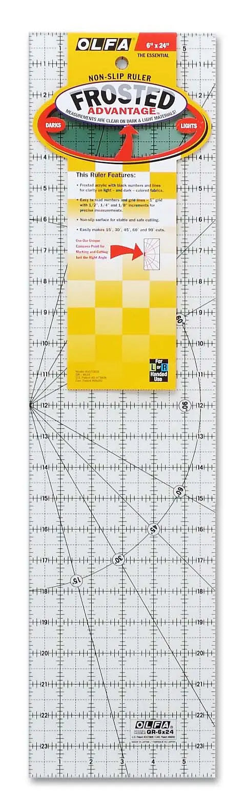 Frosted Acrylic Olfa Ruler 6x24 - The Essential - Linda's Electric Quilters