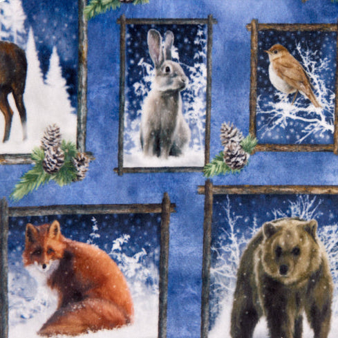 Multi Frosty Frames Digital Cuddle 58/60" Fabric Per Yard