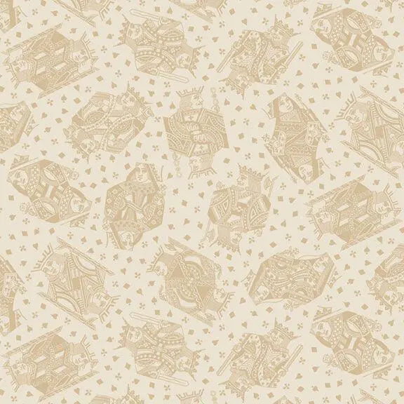 Full House - Royal Playing Cards - Beige 44" / 45" Fabric Per Yard The Fabric Company