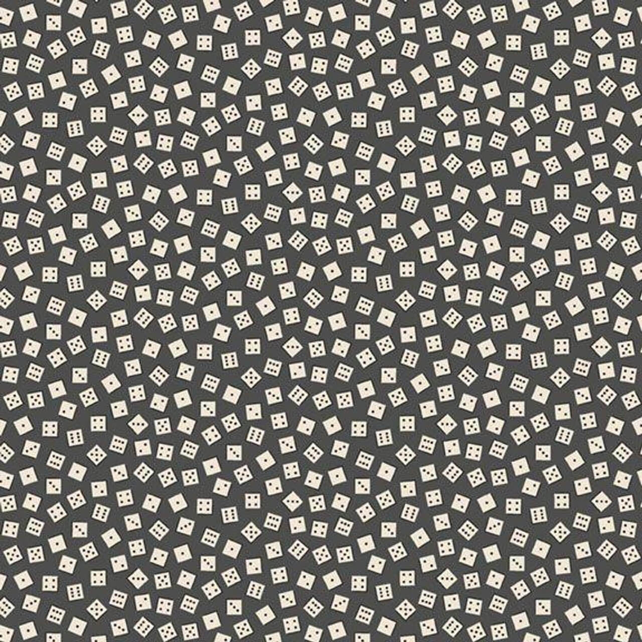 Marcus Fabrics Full House tossed dice charcoal quilting cotton by the yard