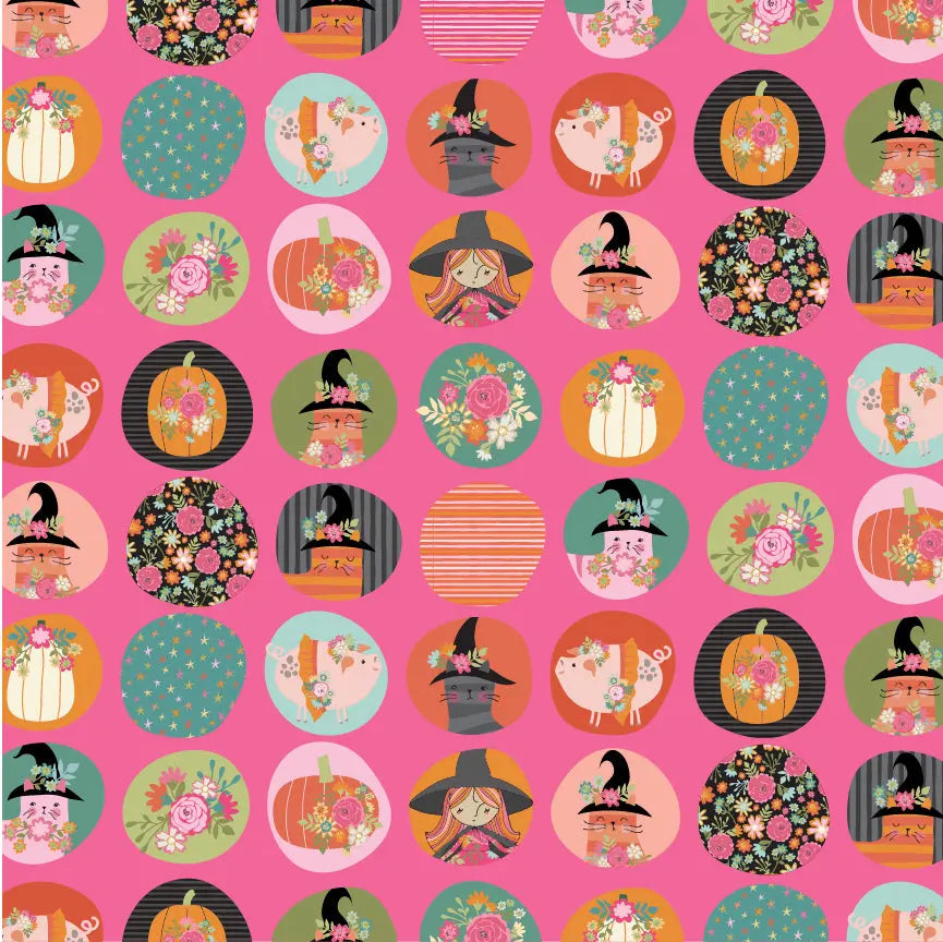 Fun Dots Poppie Cotton Pink 44"/45" Fabric Per Yard Poppie Cotton