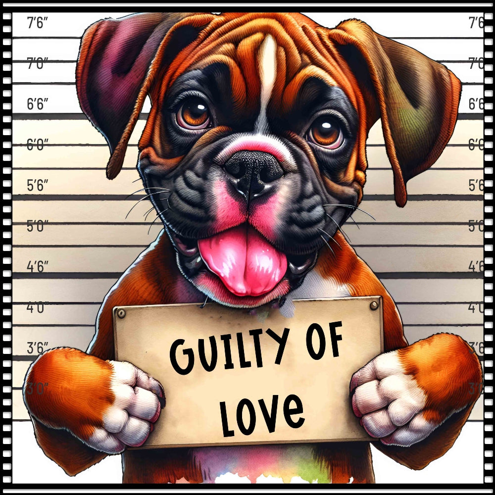Funny Dog Mugshots Boxer Fabric Panel QuiltingFabricPanels