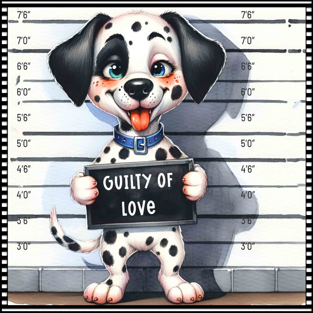 Funny Dog Mugshots Dalmatian Fabric Panel