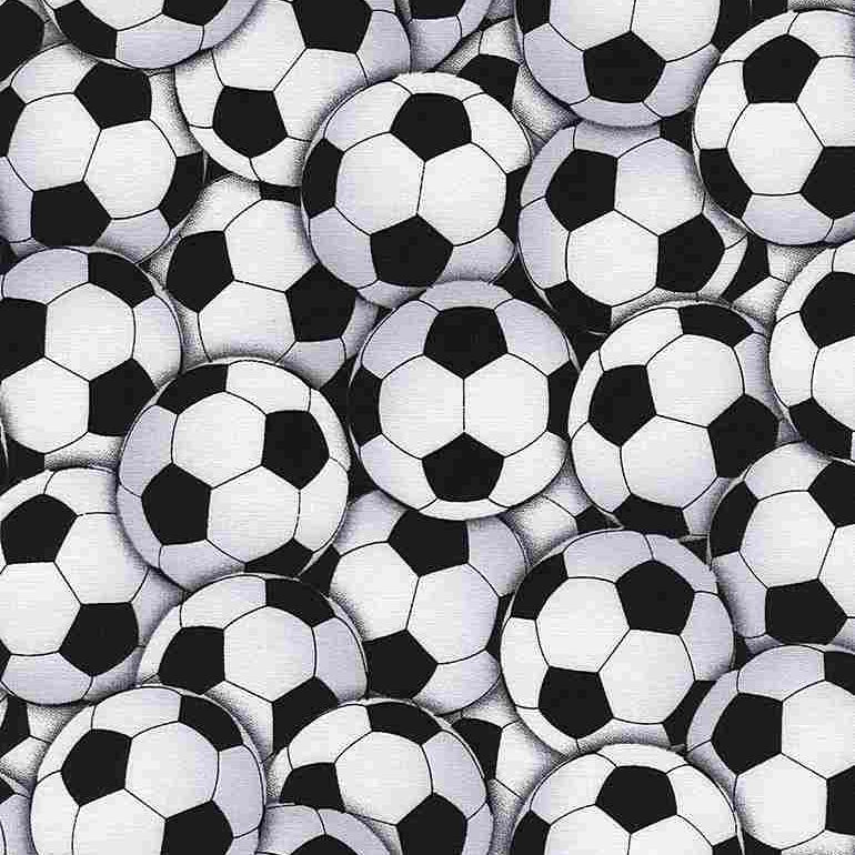 White Packed Soccer Balls Fitness Fanatic 44"/45" Fabric Per Yard