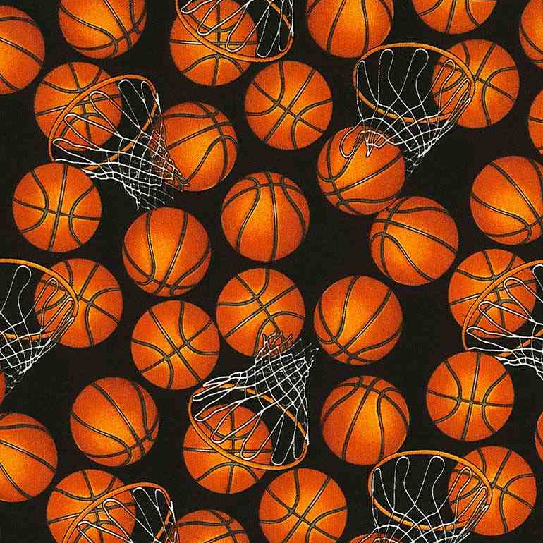 Black Basketball and Hoops Fitness Fanatic 44"/45" Fabric Per Yard