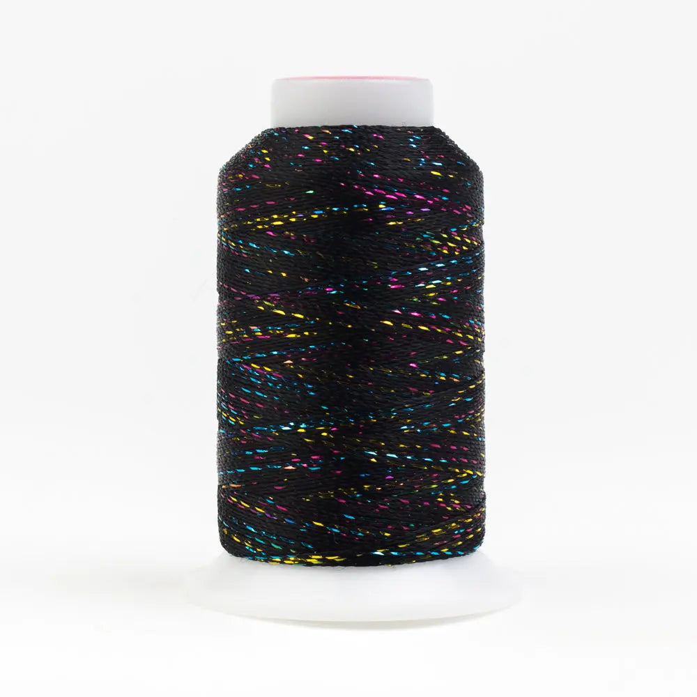 GM160 - GlaMore™ 12wt Rayon and Metallic Black Multicolour Thread WonderFil USA