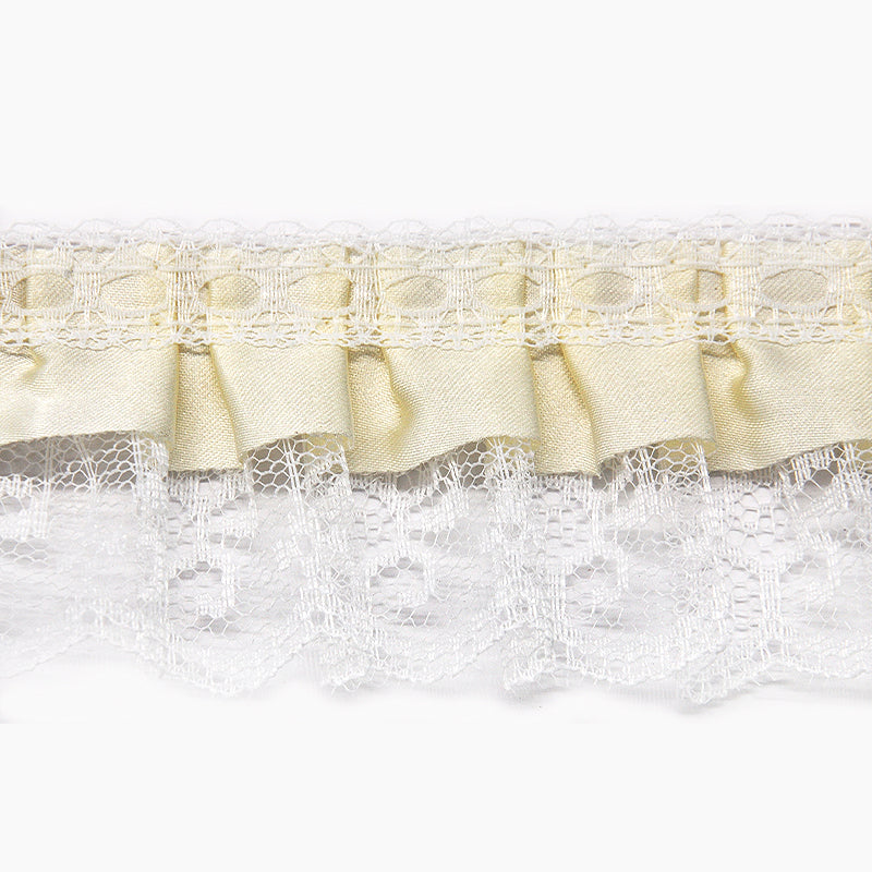 Gathered Lace with Satin Edge - 2" Width (50 Yard Roll) - PB-200-28 Cream
