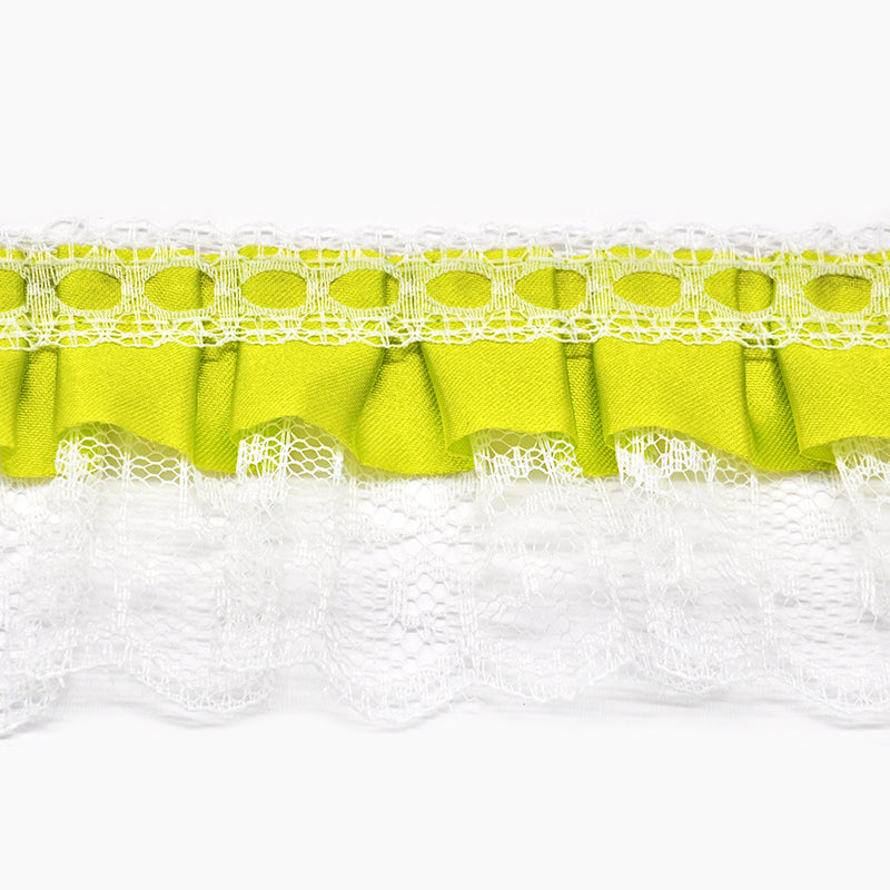 Gathered Lace with Satin Edge - 2" Width (50 Yard Roll) - PB-200-63 Celery
