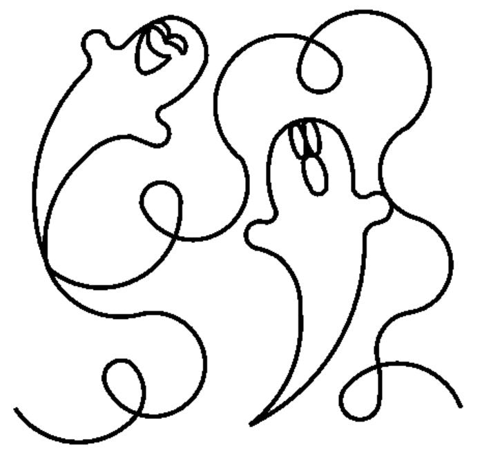 Ghosts Digital E2E Wildflower Quilting Pantograph Close Up