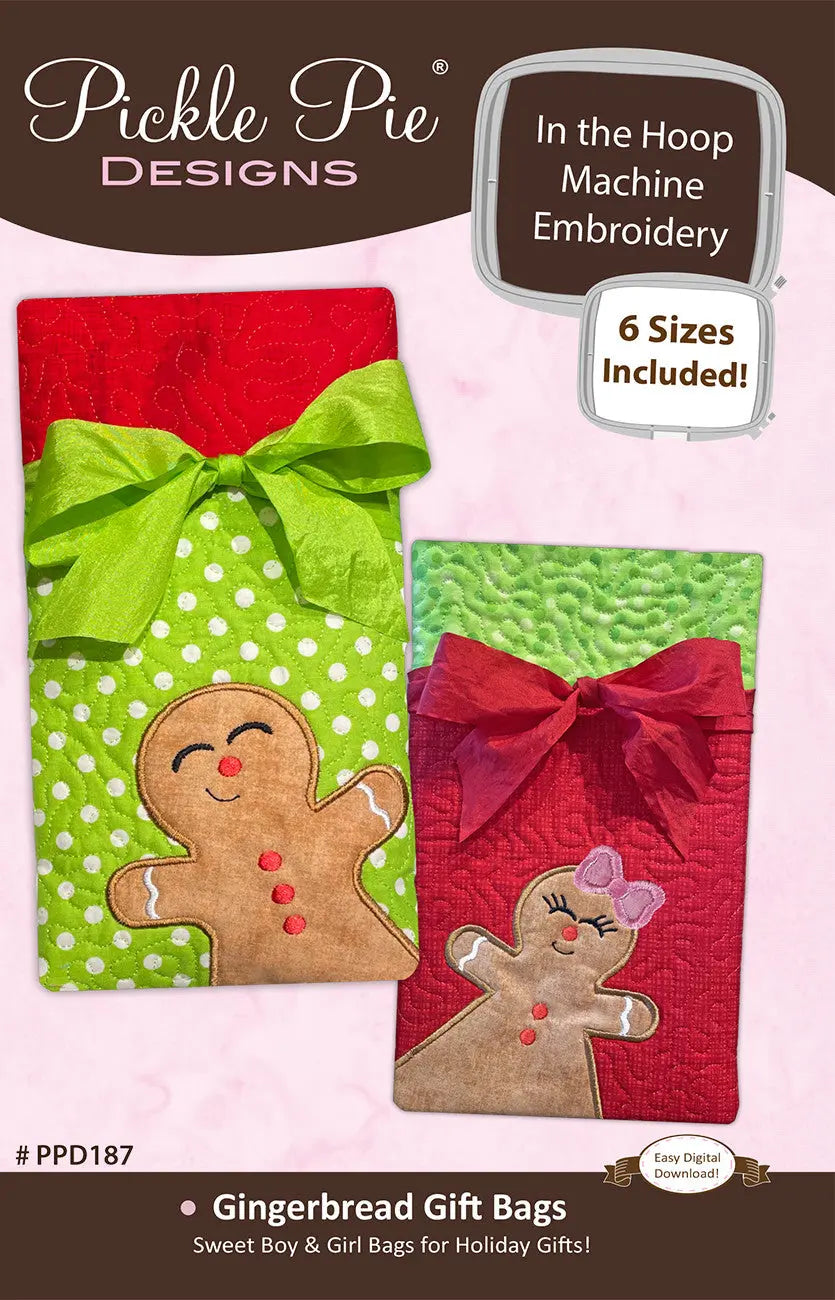 Gingerbread Gift Bags In the Hoop Machine Embroidery - Linda's Electric Quilters