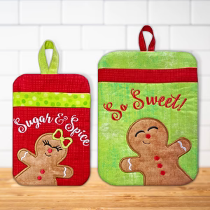 Gingerbread Pot Holders In the Hoop Machine Embroidery Designs