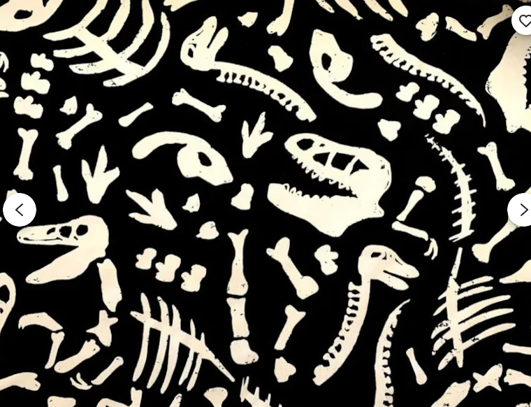 Timeless Treasures Dino Bones glow in the dark quilting fabric — dinosaur bones print