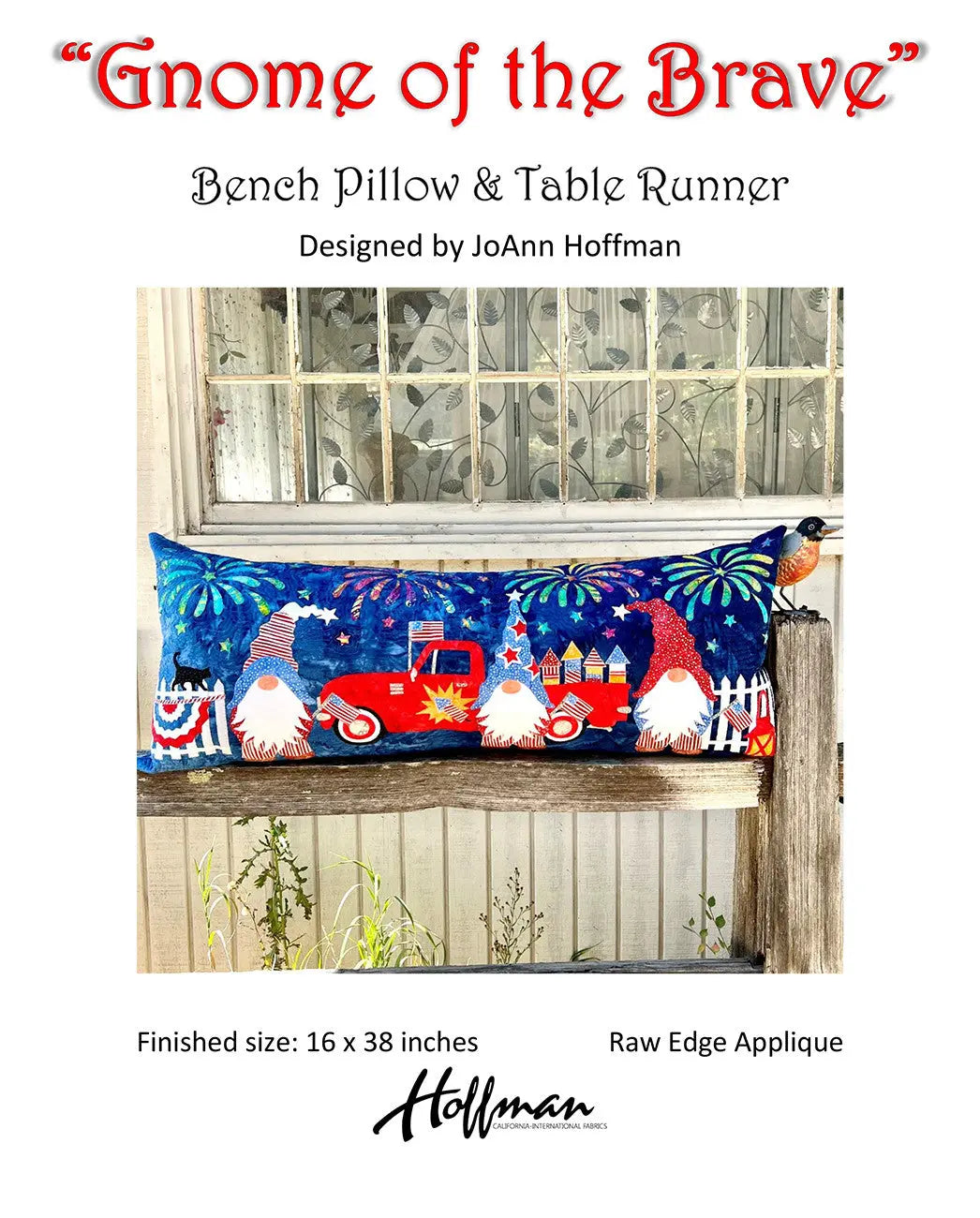 Gnome of the Brave Bench Pillow & Table Runner - Linda's Electric Quilters