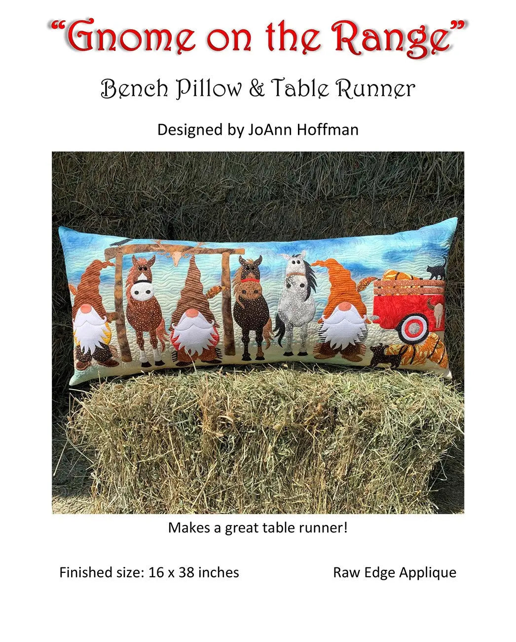 Gnome on the Range Bench Pillow and Table Runner Pattern - Linda's Electric Quilters
