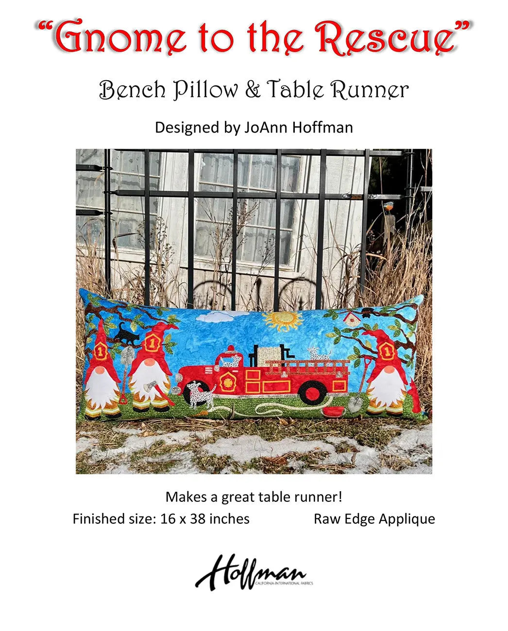 Gnome to the Rescue Bench Pillow and Table Runner - Linda's Electric Quilters