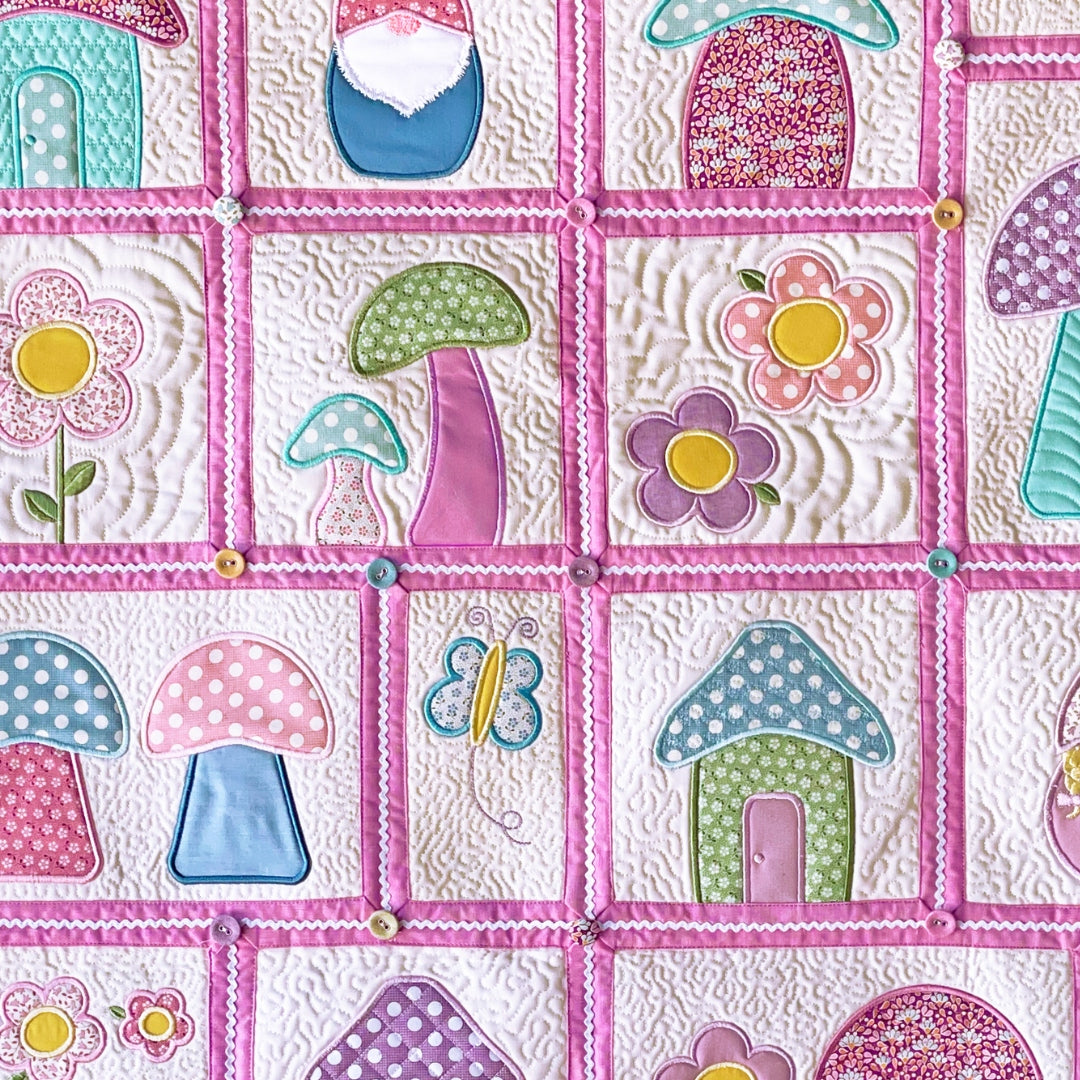 Gnome Home Quilt In-the-Hoop Machine Embroidery Design Pickle Pie Designs