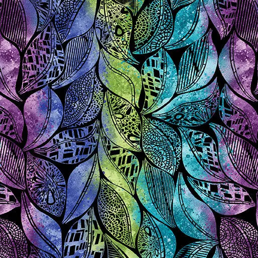 Go with the Flow Black/Multi Cotton 44"/45" Fabric Per Yard Benartex Inc