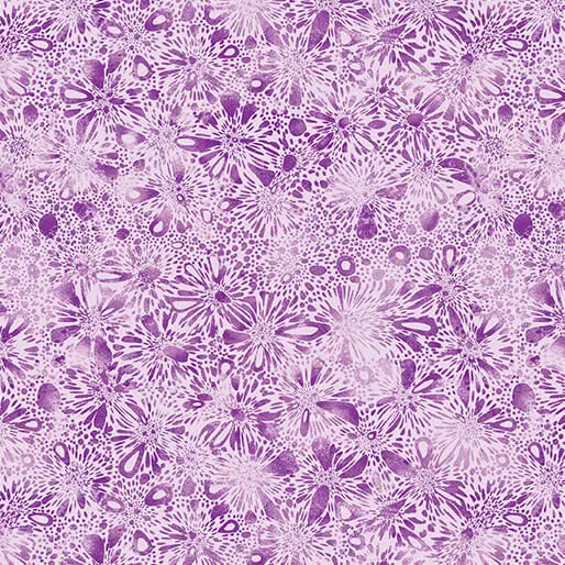 Go with the Flow Burst Medium Purple Cotton 44"/45" Fabric Per Yard Benartex Inc