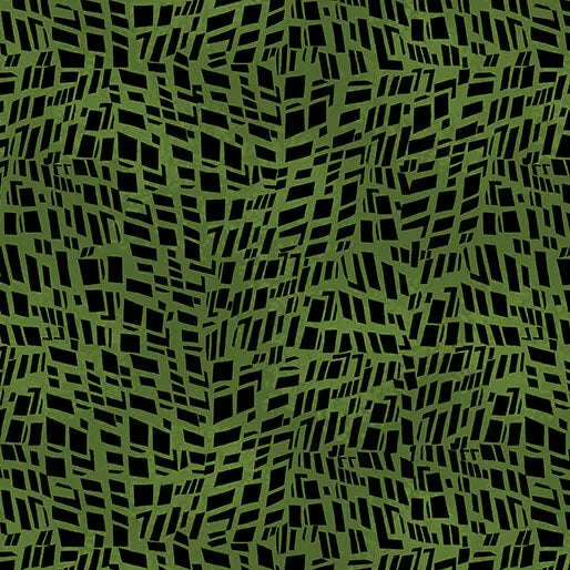 Go with the Flow Mosaic Shards Dark Lime Cotton 44"/45" Fabric Per Yard Benartex Inc
