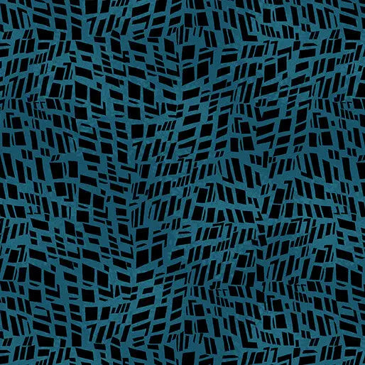 Go with the Flow Mosaic Shards Dark Teal Cotton 44"/45" Fabric Per Yard Benartex Inc