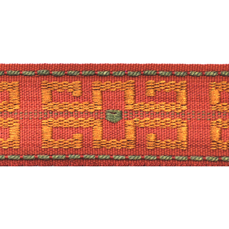 Godiva Collection - 1 1/2" width KEY PATTERN BRAID (25 Yard Roll) - BR-7096-88/61 Dark Brick and Mocha