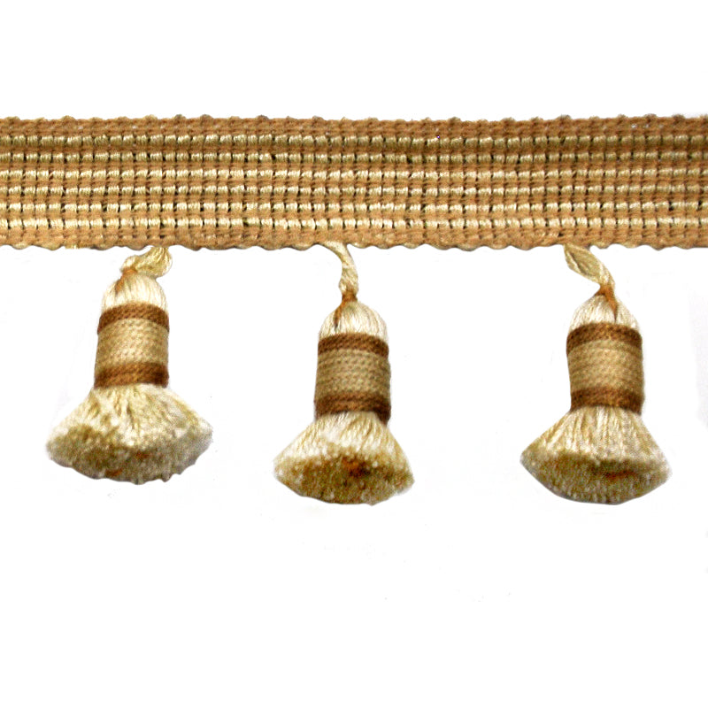 Godiva Collection - 2 1/2" length SMALL TASSEL FRINGE (25 Yard Roll) - BF-4099-63/61 Moss Green and Mocha