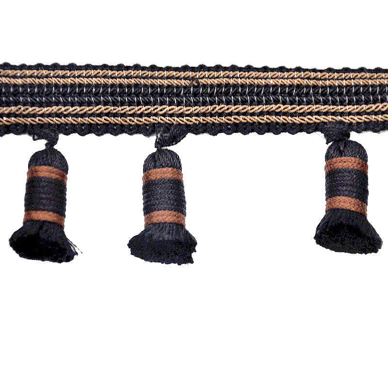 Godiva Collection - 2 1/2" length SMALL TASSEL FRINGE (25 Yard Roll) Chocolate and Brown