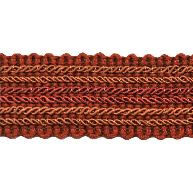 Godiva Collection - 3/4" width NARROW BRAID (25 Yard Roll) - BR-7098-18/16 Sable and Rust