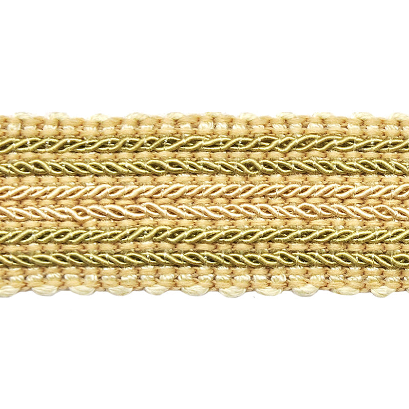 Godiva Collection - 3/4" width NARROW BRAID (25 Yard Roll) - BR-7098-63/61 Moss Green and Mocha