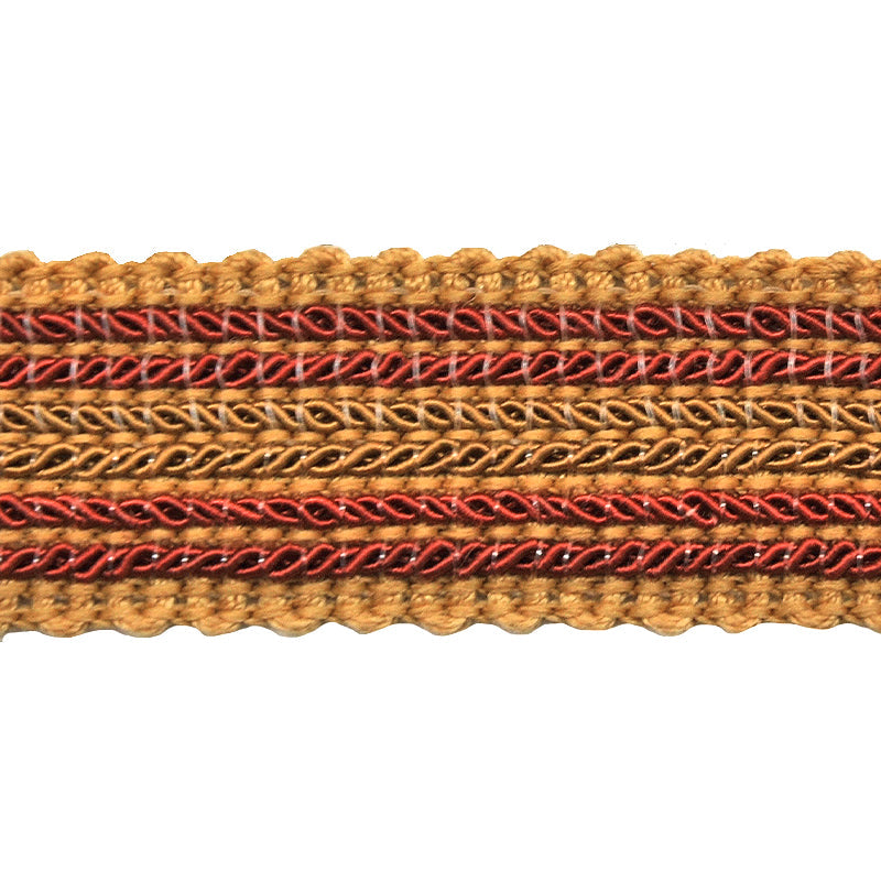 Godiva Collection - 3/4" width NARROW BRAID (25 Yard Roll) - BR-7098-88/61 Dark Brick and Mocha