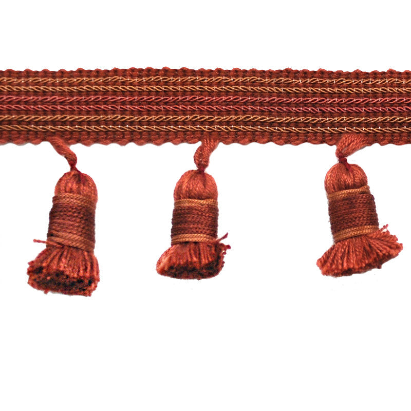 Godiva Collection - 4" length LARGE TASSEL FRINGE (25 Yard Roll) - BF-4098-18/16 Sable and Rust