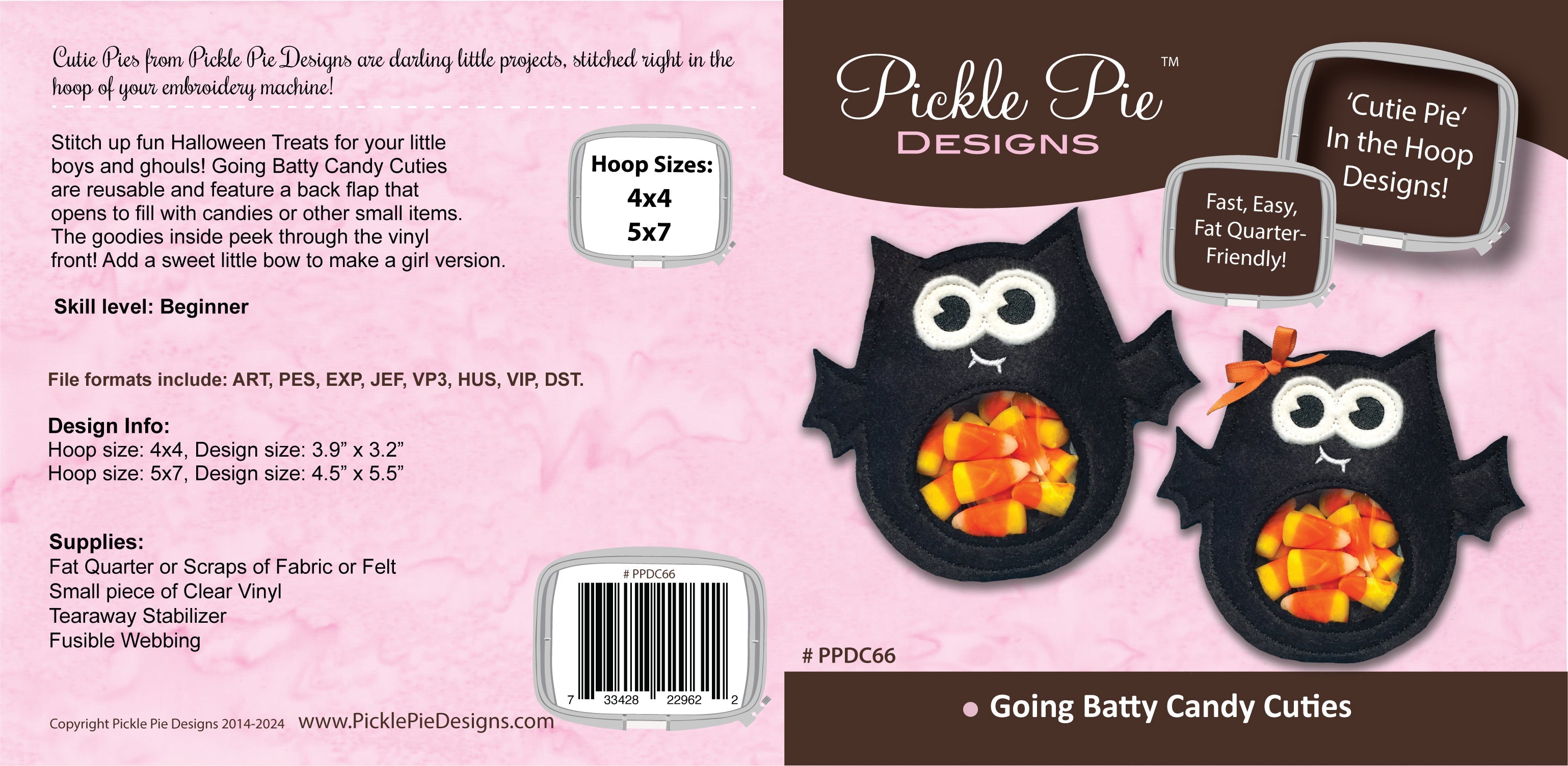 Going Batty Candy Cuties In the Hoop Machine Embroidery Design