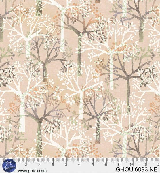 Golden Hour Natural Allover Trees Cotton 44”/45” Fabric Per Yard