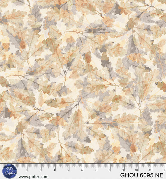 Golden Hour Natural Scattered Leaves Cotton 44”/45” Fabric Per Yard