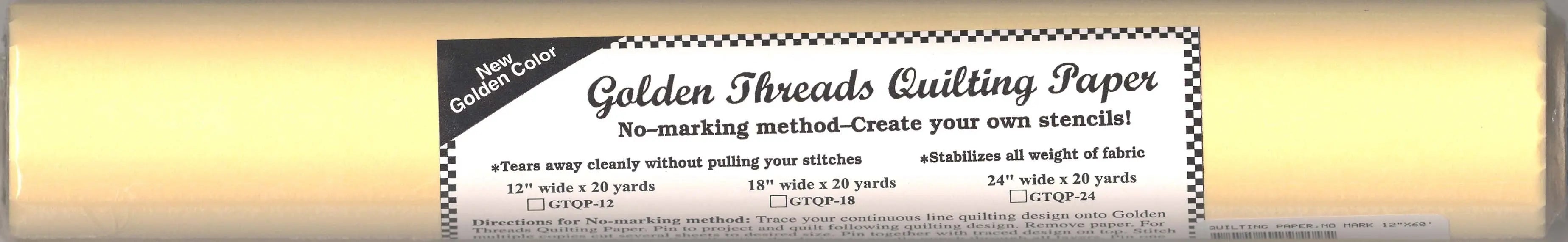 Golden Threads Quilting Paper 12in x 20yds Checker Distributor