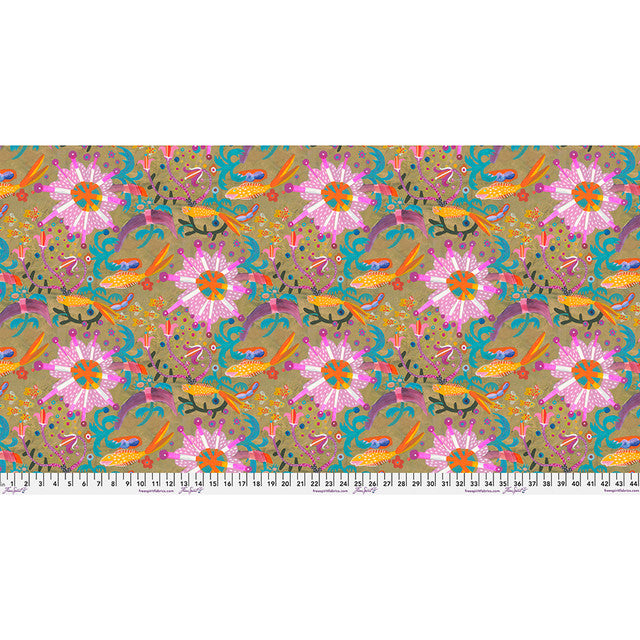 Goldfish Star Gold Colori Cotton 44"/45" Fabric Per Yard