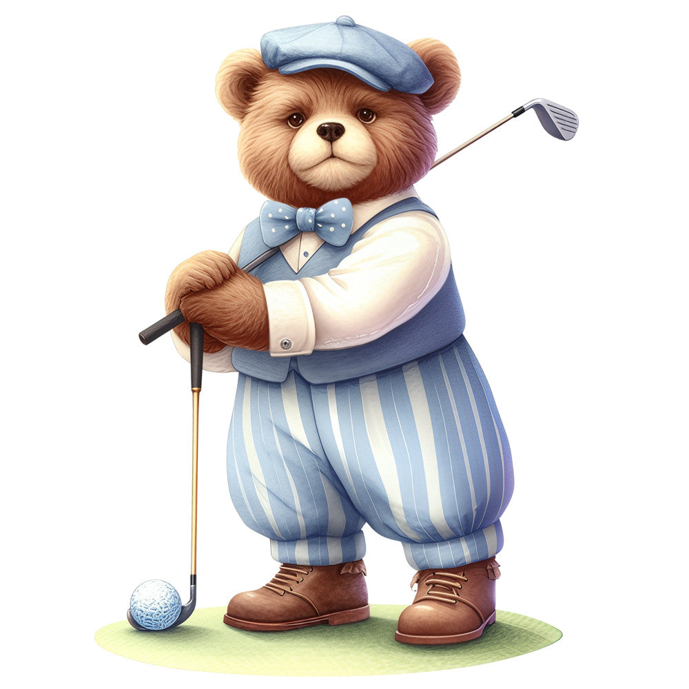 Golfing Bears Fabric Panel 1