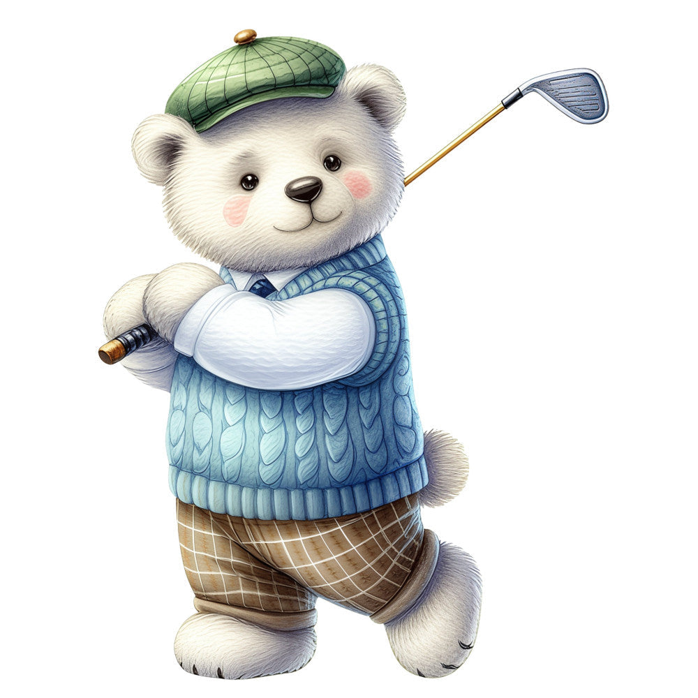 Golfing Bears Fabric Panel 2