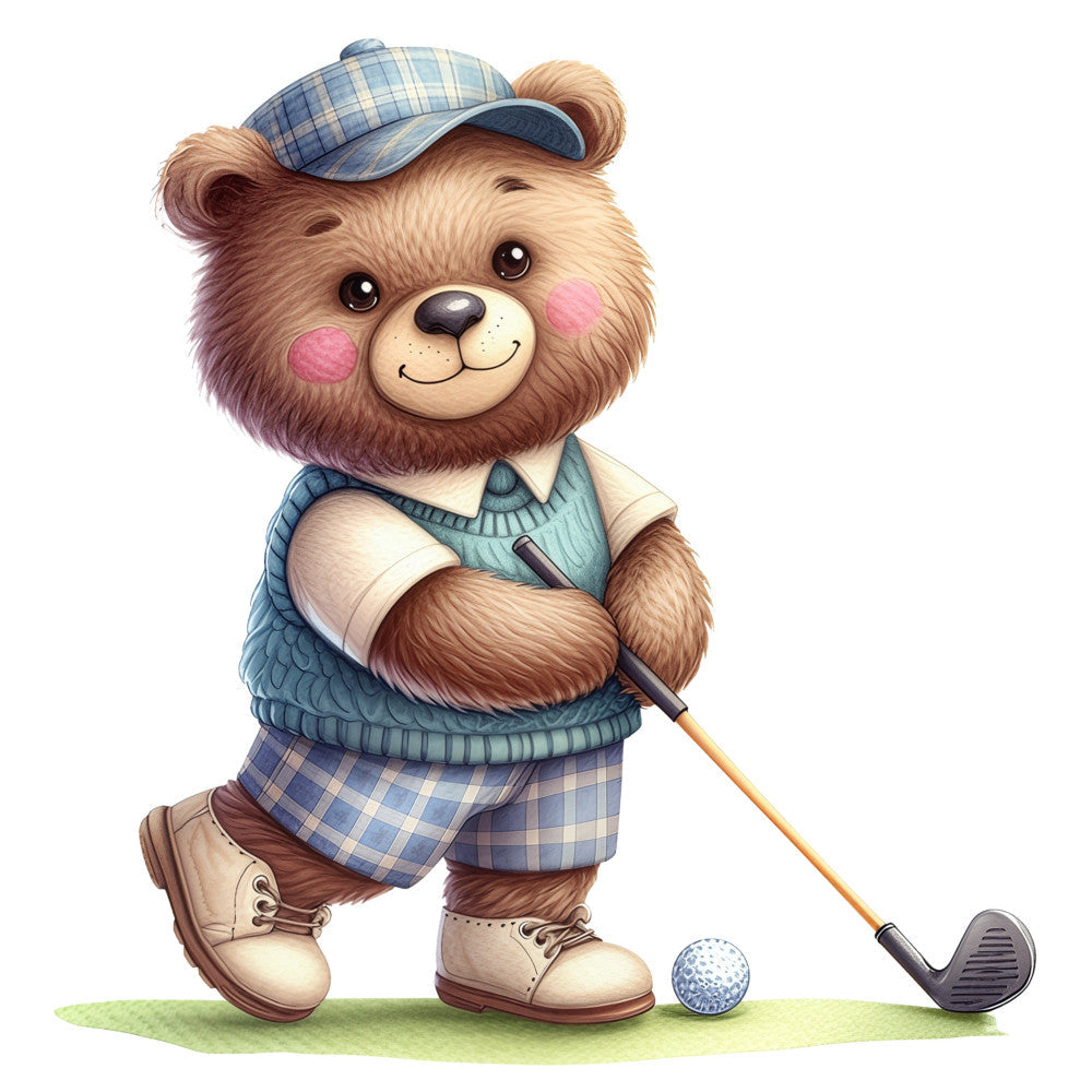 Golfing Bears Fabric Panel 3
