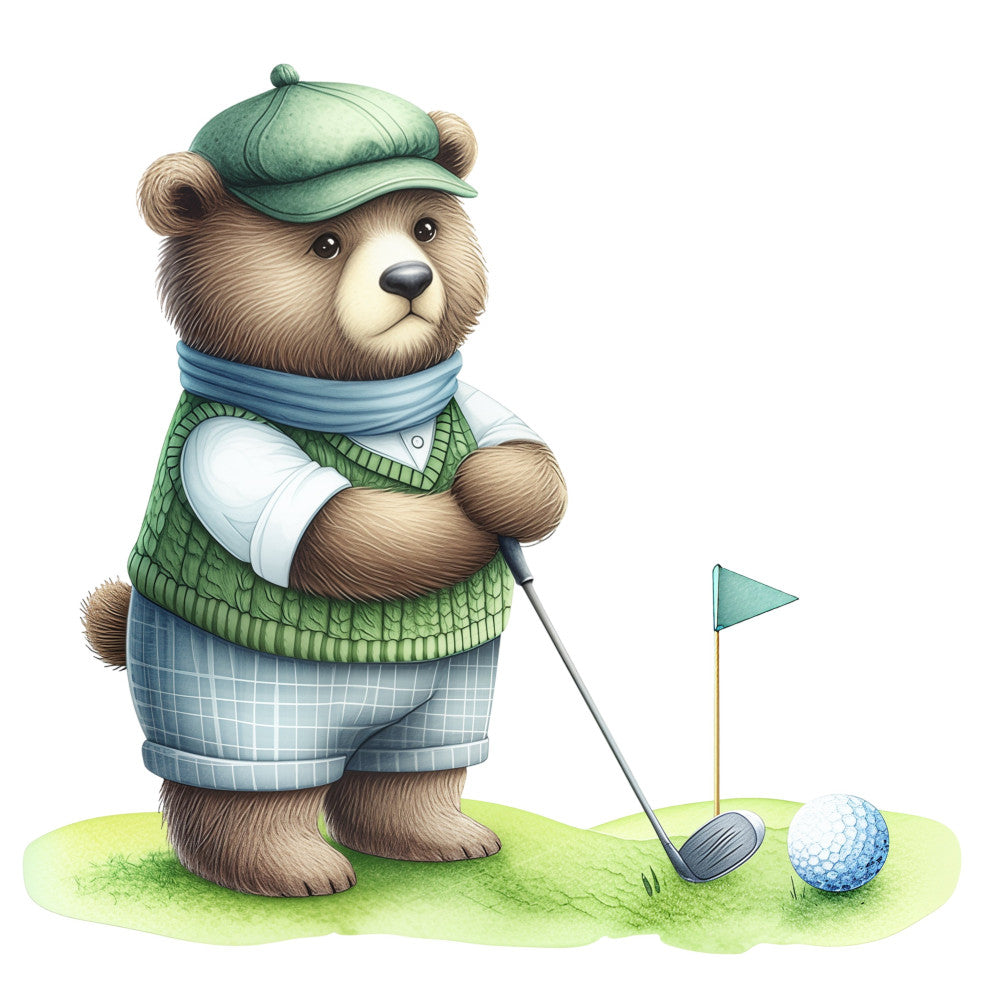 Golfing Bears Fabric Panel 7