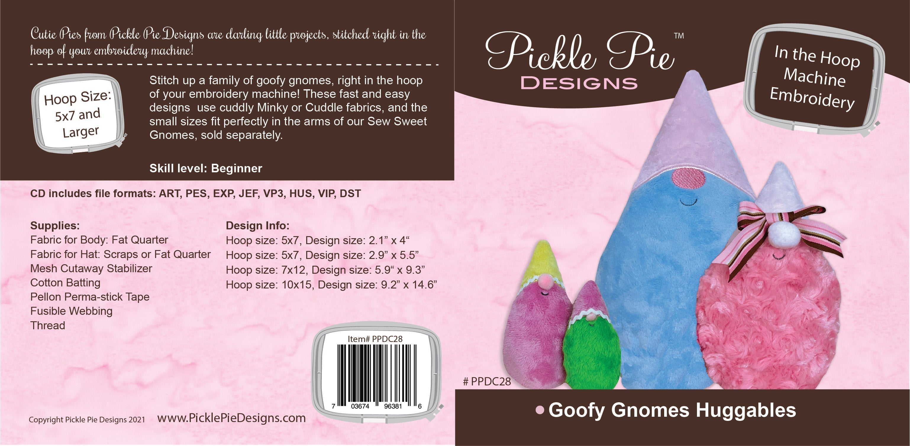 Goofy Gnomes Softies In the Hoop Embroidery Design Collection