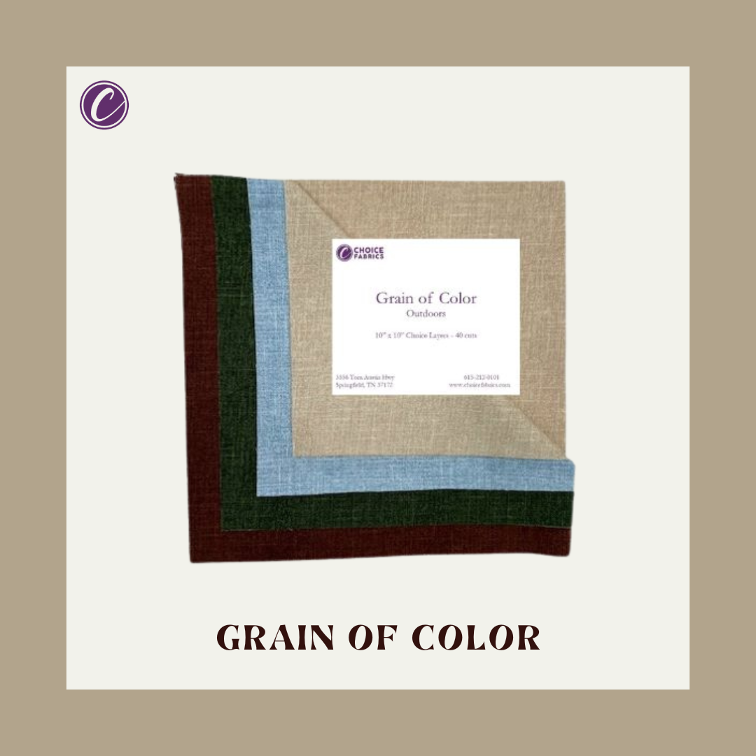 Choice Fabrics Grain of Color 10 inch layer cake outdoors 40 cuts