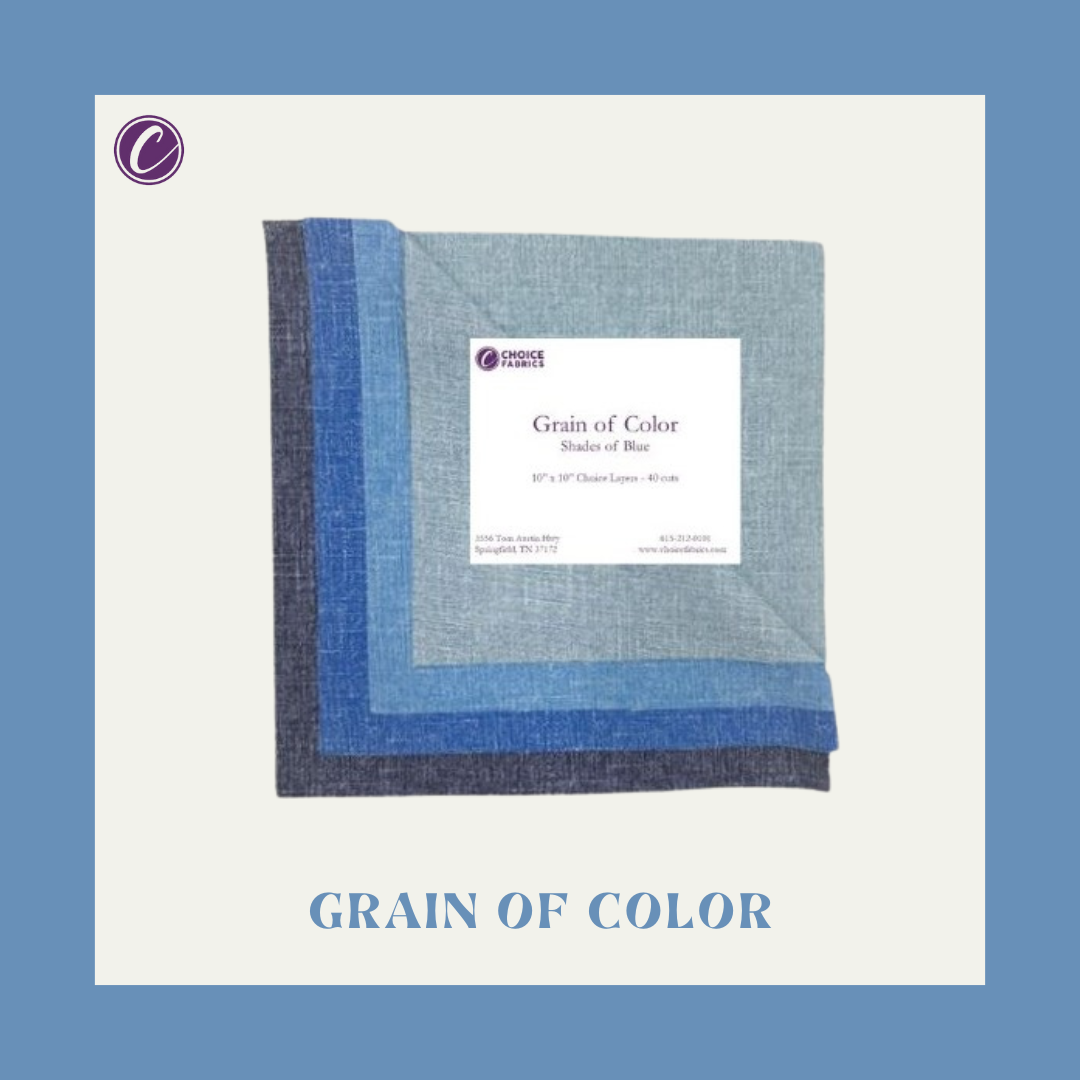 Choice Fabrics Grain of Color 10x10 layers shades of blue 40 cuts