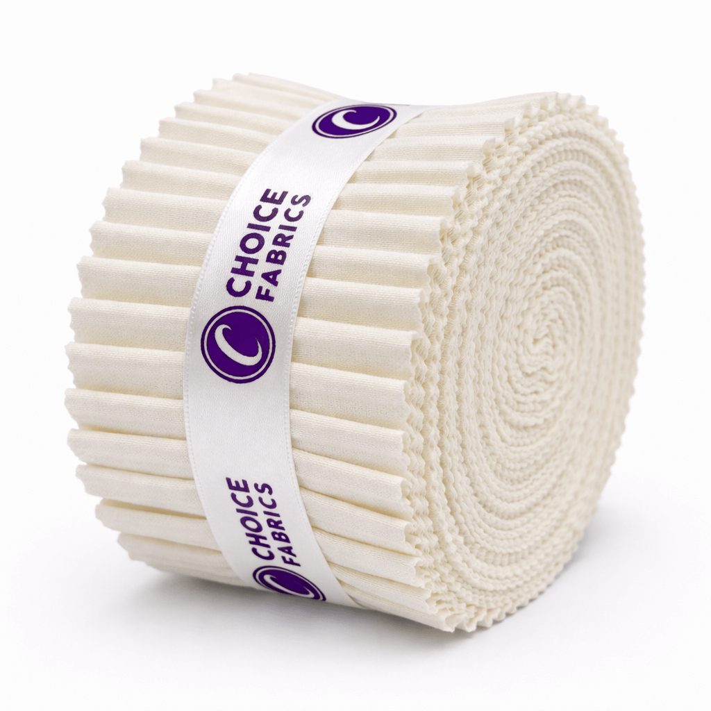 Grain of Color 2.5 inch strip roll White by Choice Fabrics, 40 white cotton strips for strip quilts